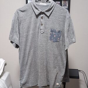 Marine Layer Gray and Blue Polos Short Sleeve Classic